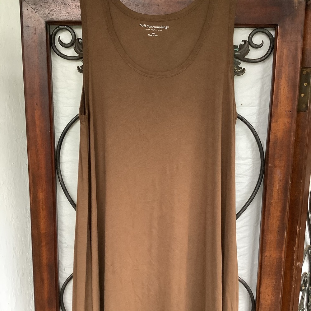 NWOT soft surrounding brown Maxi dress w pockets brown tall full length long - Picture 3 of 10